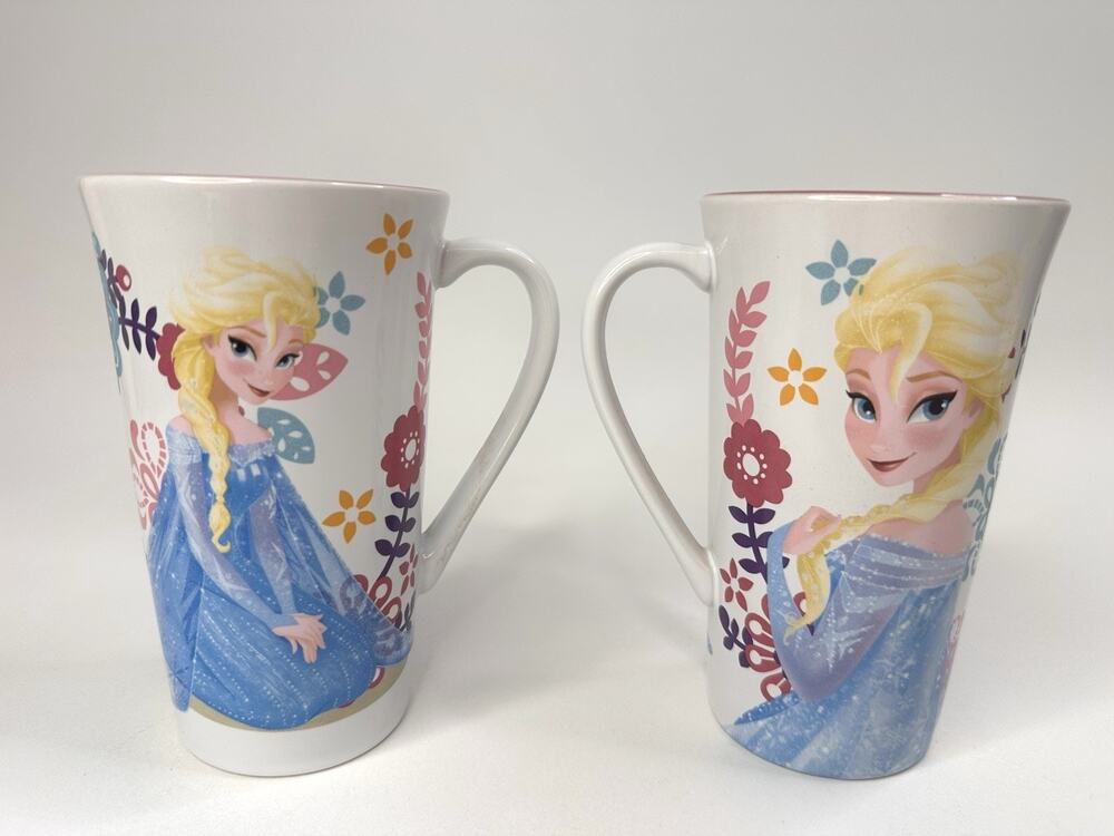 Disney Store Frozen Elsa Tall Coffee Tea Latte Mug Set Of 2